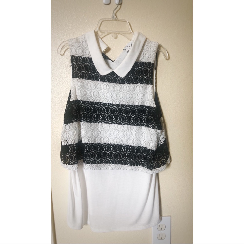 Elle || Black and White Striped Tank Top Blouse